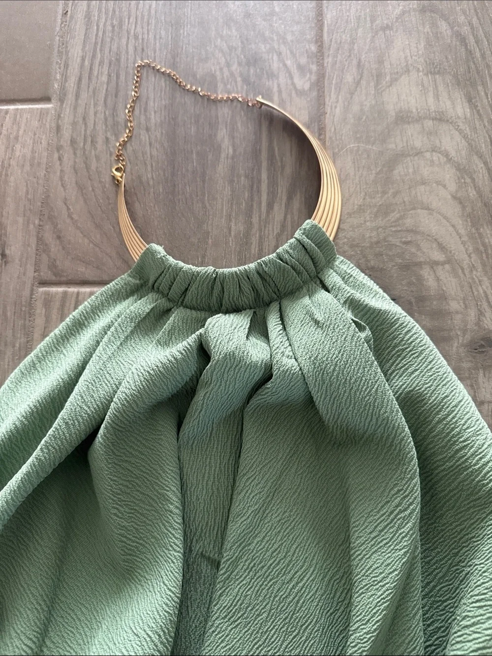Sage Green Two piece Skirt set with Draped Front